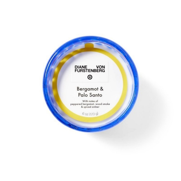 DVF X Target NWT Bergamot & Palo Santo Blue Dot Glass Candle 6oz - Picture 2 of 4